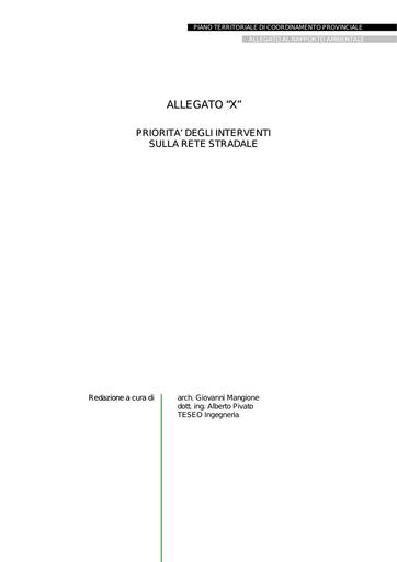 Allegato X Priorità degli interventi